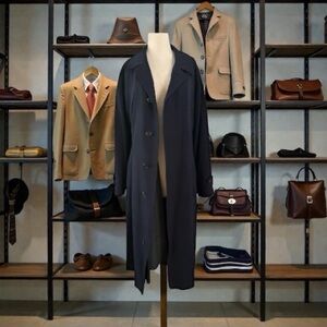 Barneys New York Men’s Wool‎ Trench Coat Navy Vintage Detachable Liner Sz 38